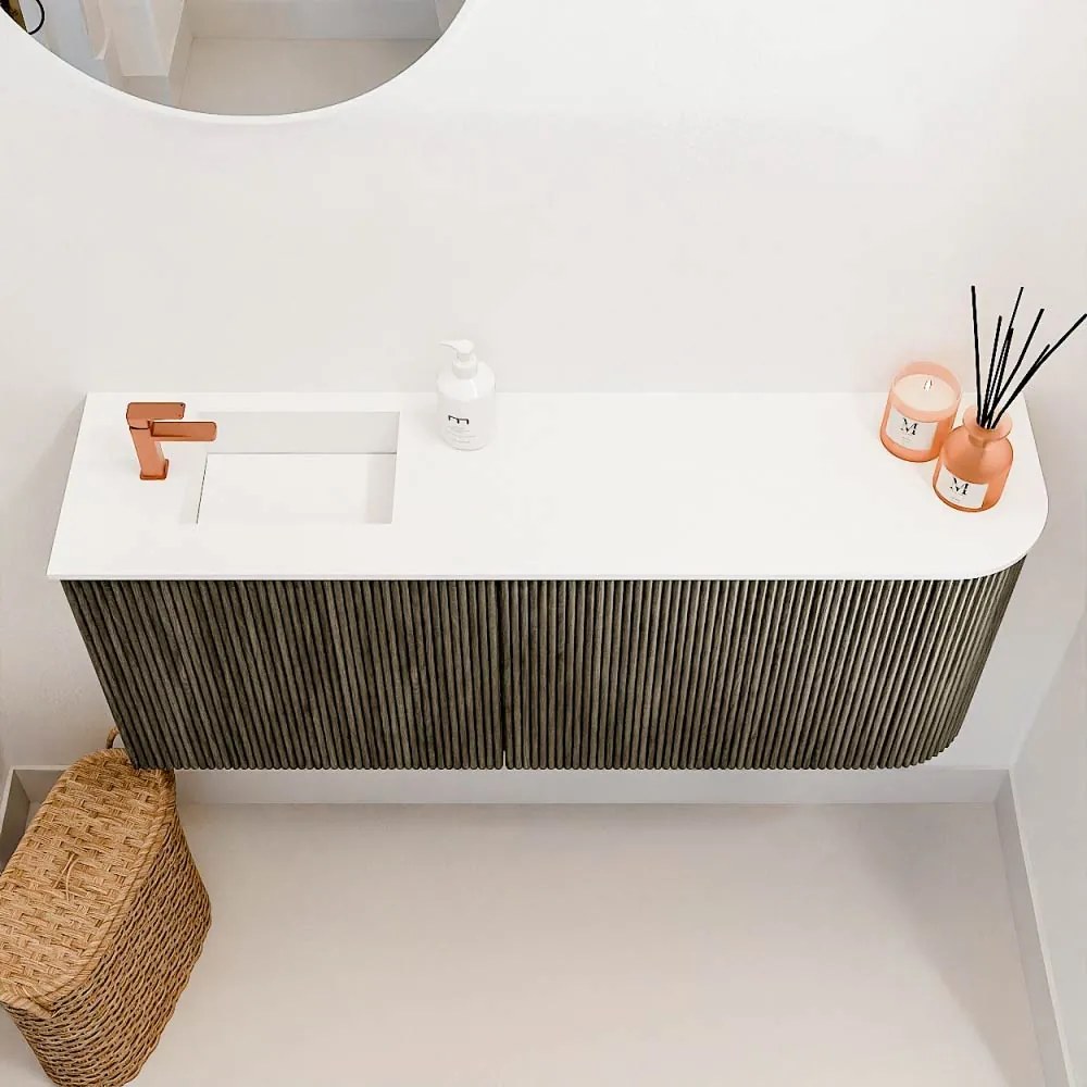 Mondiaz Joya 100cm toiletmeubel ronding rechts shadow met wastafel faye links 1 kraangat talc