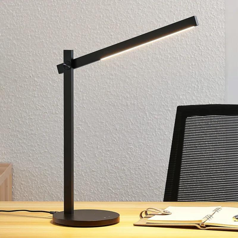 LED bureaulamp Loretta, langwerpig, zwart - lampen-24