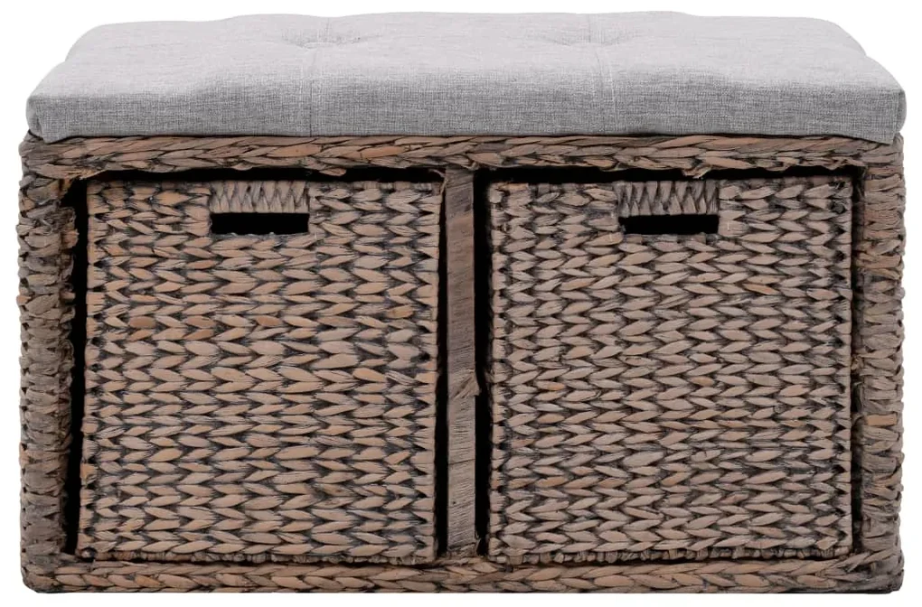 vidaXL Bankje met 2 manden 71x40x42 cm zeegras grijs
