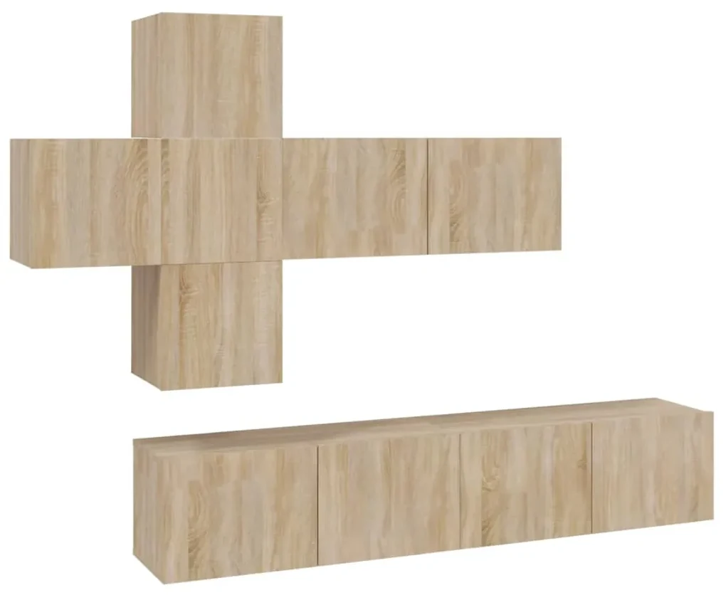 vidaXL 7-delige Tv-meubelset bewerkt hout sonoma eikenkleurig