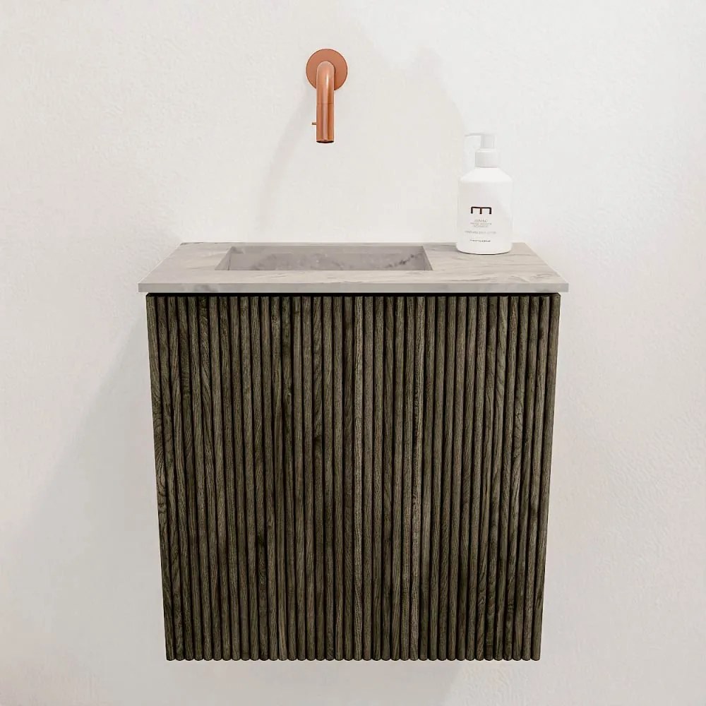 Mondiaz Joya DLux 40cm toiletmeubel shadow met wastafel faye links zonder kraangat glace