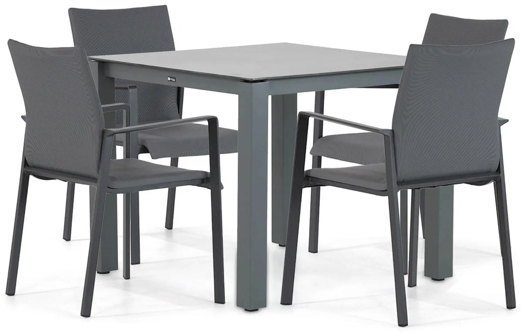 Tuinset 4 personen 90 cm Aluminium/textileen Grijs Lifestyle Garden Furniture Rome/Yoko