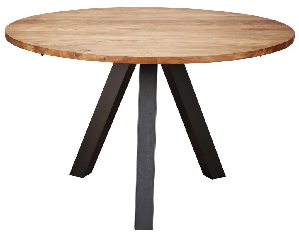 Ronde Eettafel Hout En Metaal - 120 X 120cm.