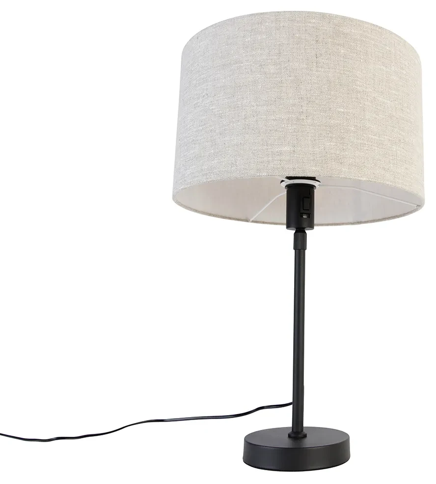 Tafellamp zwart verstelbaar met kap lichtgrijs 35 cm - Parte Design E27 rond Binnenverlichting Lamp