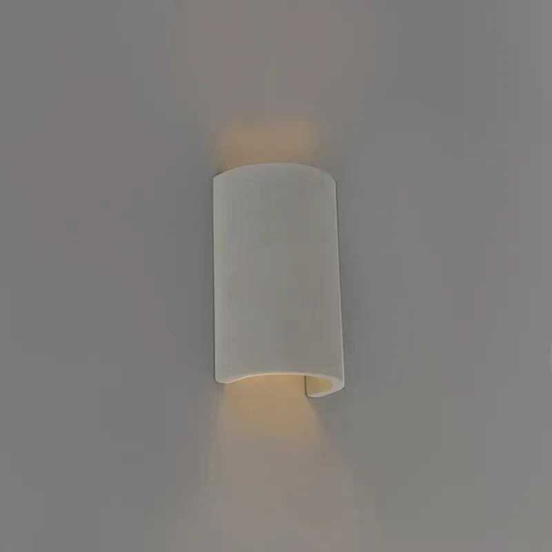 Industriele halfronde wandlamp grijs beton - Meaux Industriele / Industrie / Industrial G9 Binnenverlichting Lamp