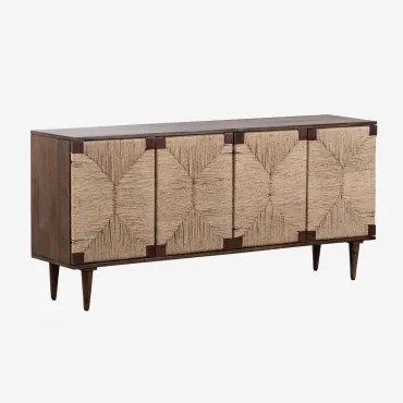 Evans Dressoir Van Mangohout En Jute Donker Hout - Sklum