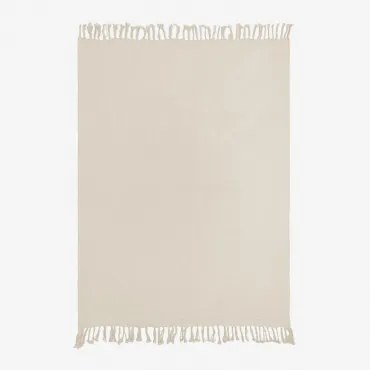 Katoenen Chiffon Geruite Deken (185x125 Cm) Eloi Beige – Crème - Sklum