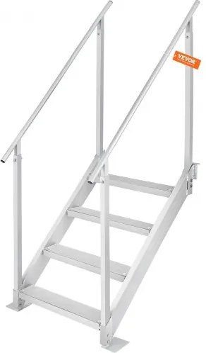 VEVOR 4-traps zwemtrap met twee leuningen, bootladder 800x1850x1750mm, zwembadladder van aluminiumlegering, trapladder, draagvermogen 250kg, pedalen 55x10cm, ideaal voor havens, boten, zwembaden