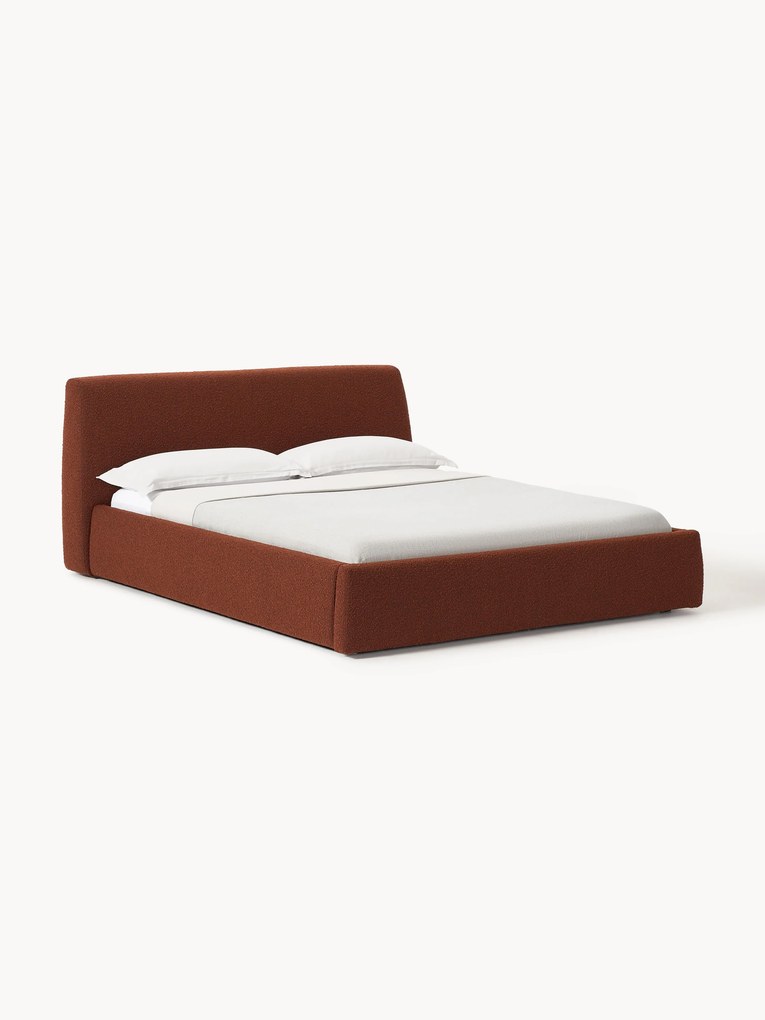 Gestoffeerd bouclé bed Cloud met opbergruimte