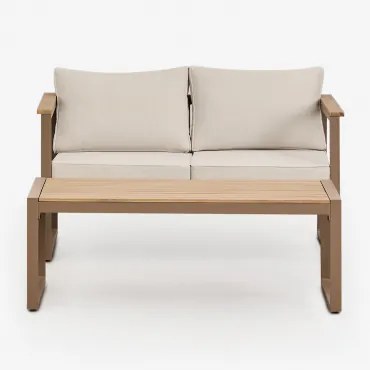 Tuinset Met 2-zitsbank En Salontafel Van Aluminium 110x55cm Lipov Moka Bruin - Sklum