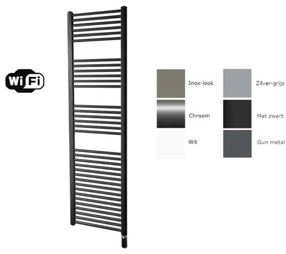 Sanicare electrische design radiator 172 x 60 cm. mat zwart met WiFi thermostaat zwart HRAWZ601720/A
