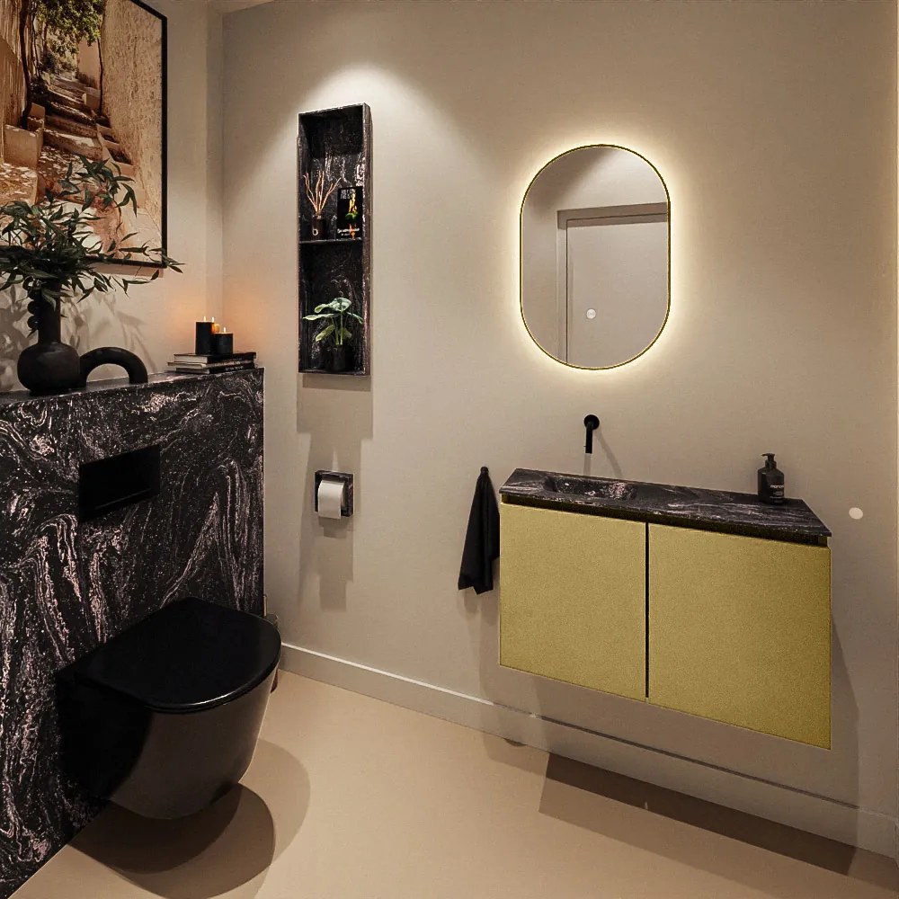 Mondiaz Ture DLux toiletmeubel 80cm oro met wastafel lava links zonder kraangat