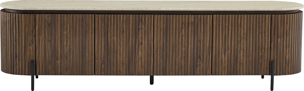 TV Meubel Walnoot Met Marmer - 200x40x55cm.