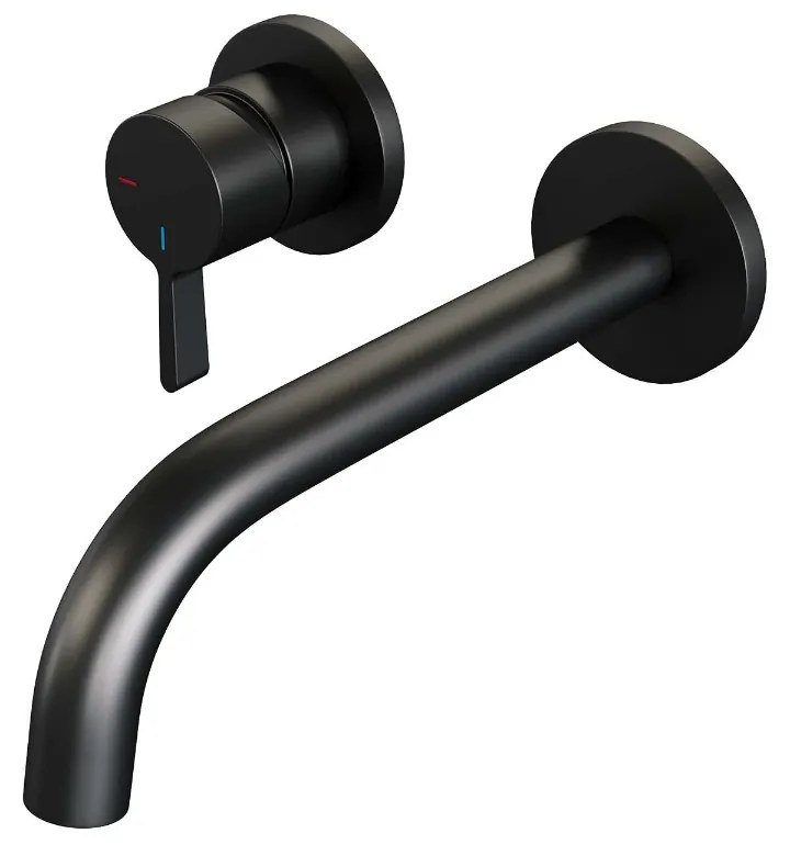 Brauer Black Edition ColdStart wastafelkraan inbouw gebogen uitloop en rozetten model E2 zwart mat