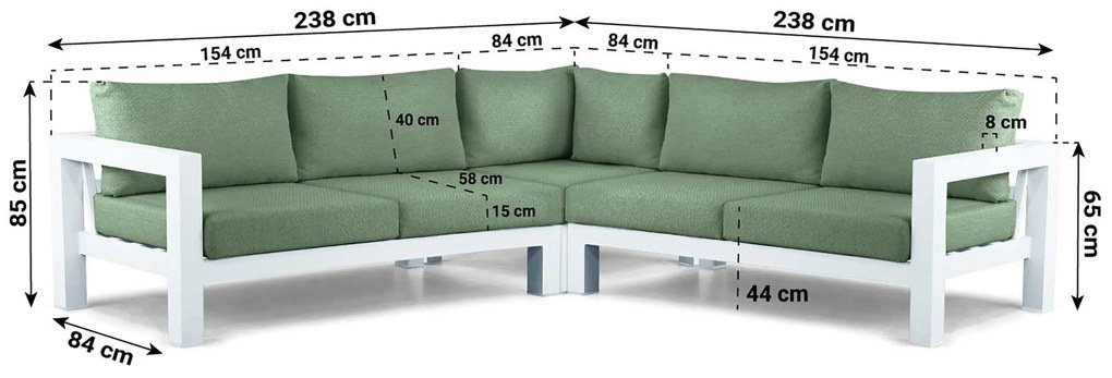 Hoek loungeset 5 personen Aluminium Wit  Lifestyle Garden Furniture Luca