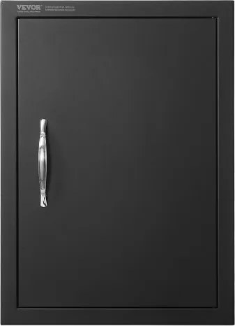 VEVOR Grilltoegangsdeur, 415 x 570 mm, enkele buitenkeukendeur, vlak gemonteerde koelplaatdeur, verticale wanddeur met handgreep, voor grill-eiland, grillstation, buitenkast, zwart