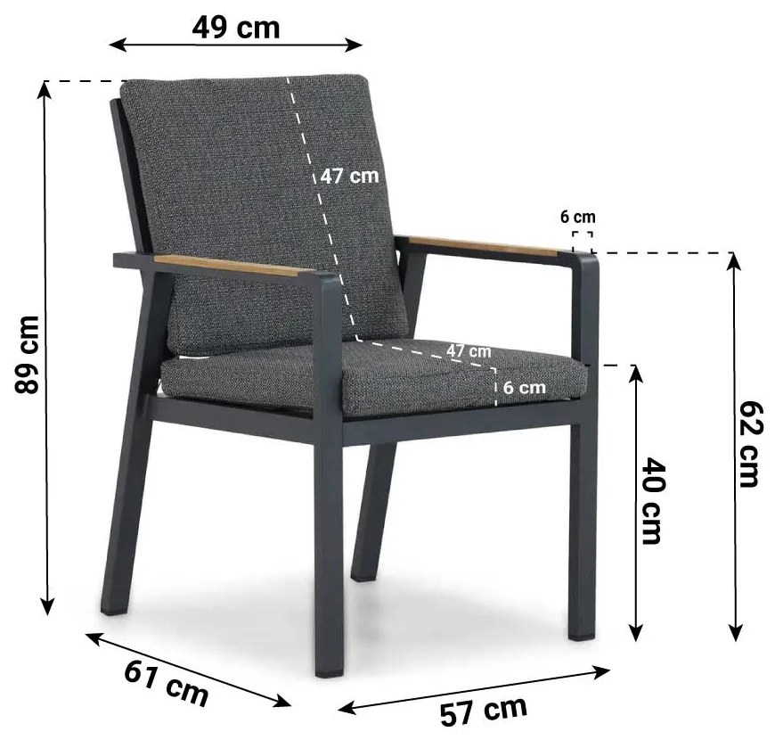 Tuinstoel Aluminium/teak Grijs-antraciet Lifestyle Garden Furniture Marseille