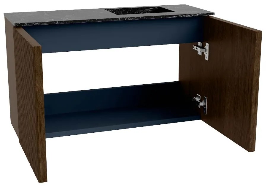 Mondiaz Joya DLux 70cm toiletmeubel walnut met wastafel faye rechts 1 kraangat lava