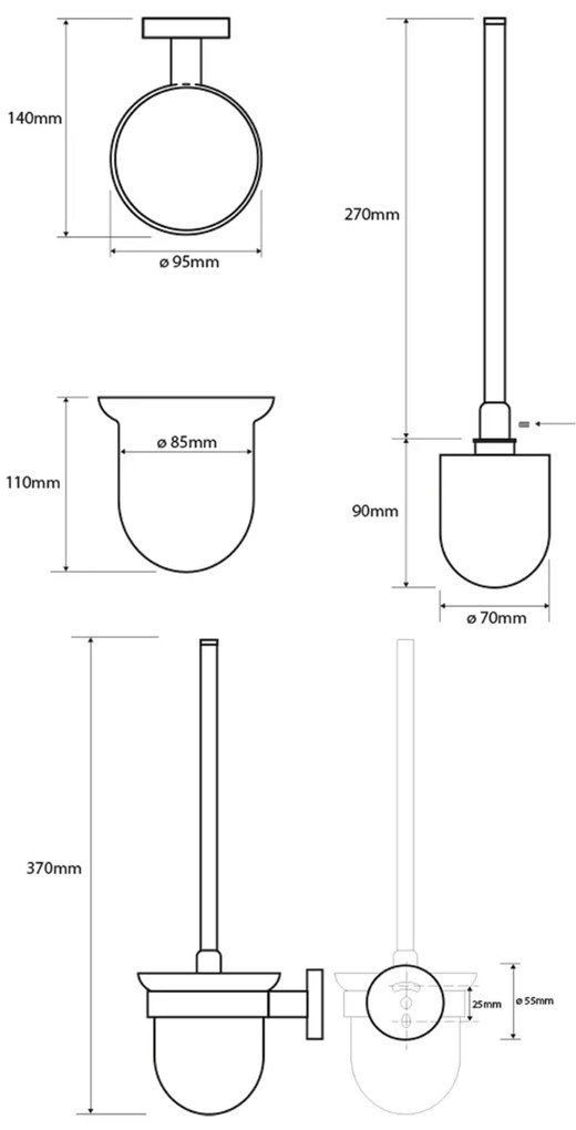 Sapho X-Round hangende toiletborstelhouder wit