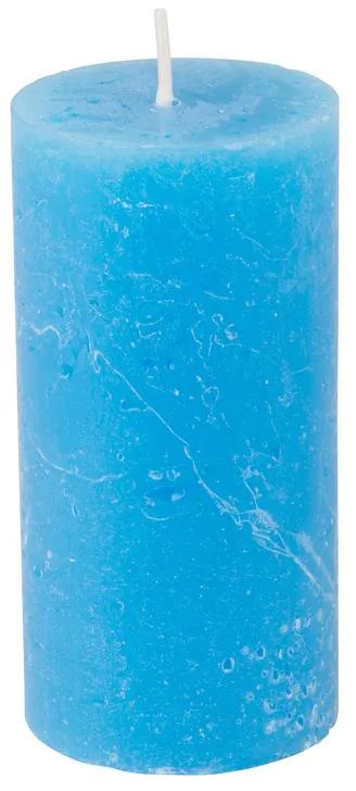 Kaars rustiek - mid blauw - 5x10 cm