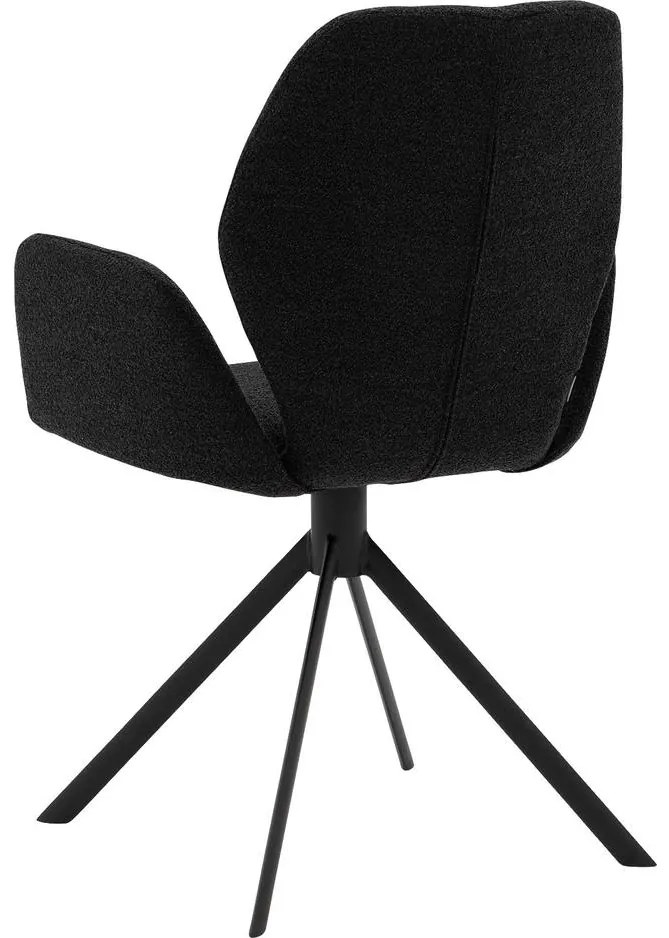 Goossens Eetkamerstoel Hera grijs stof met armleuning, modern design