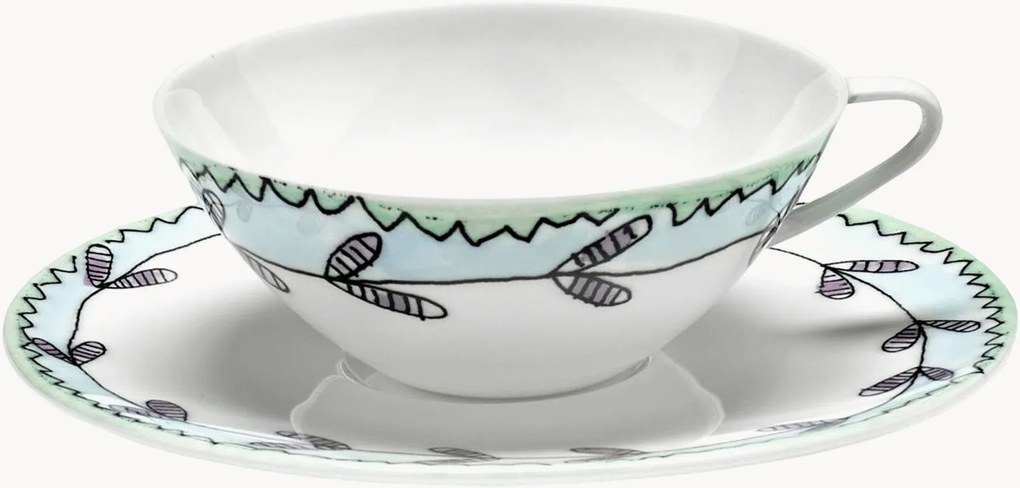 Koffiekopjes & schoteltjes Midnight Flowers van Fine Bone China, 4-delig
