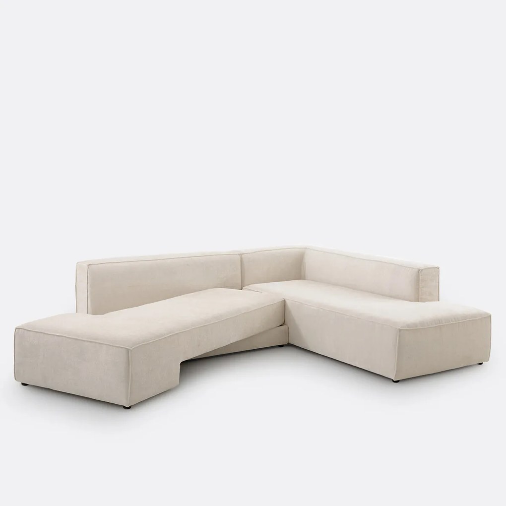 Hoekbank links of rechts, omvormbaar, fluweel met structuur, Ginosa