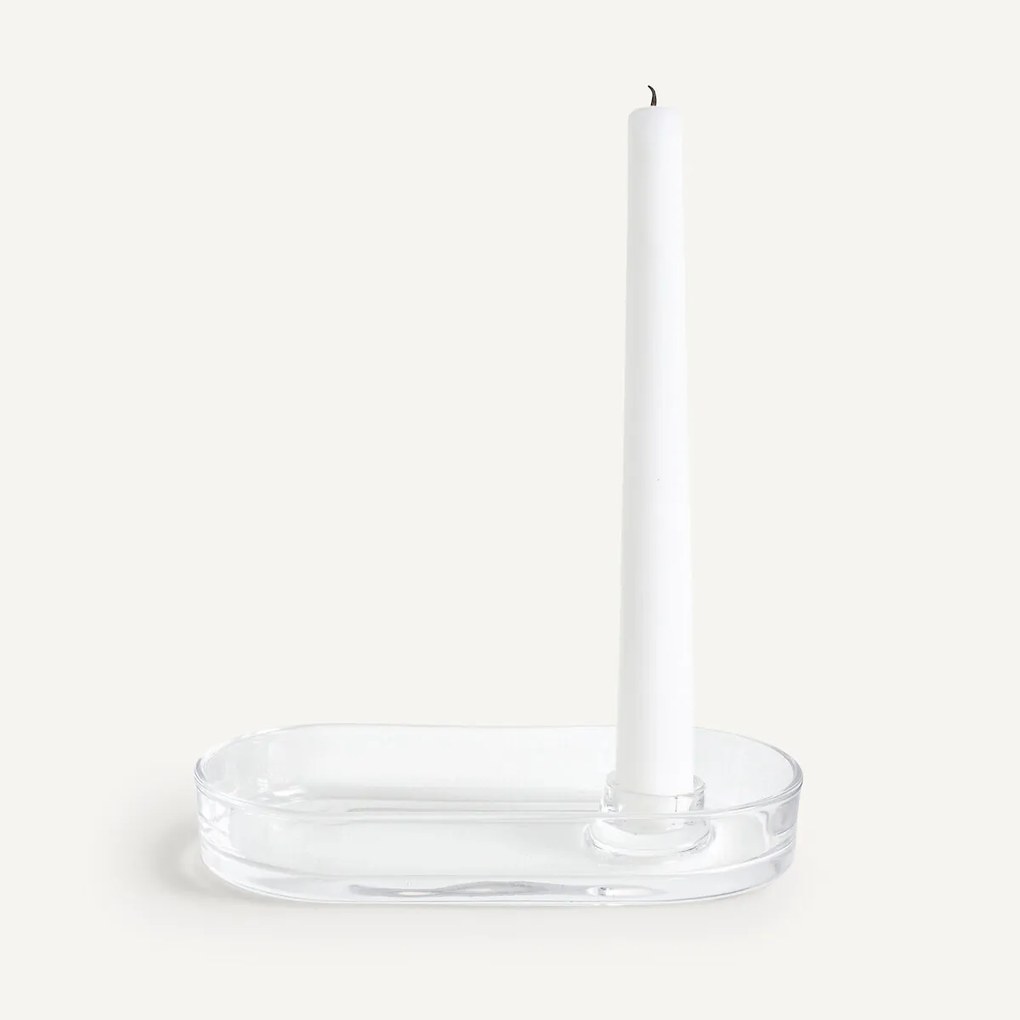 Set van 2 ovale kandelaars in glas, Sila