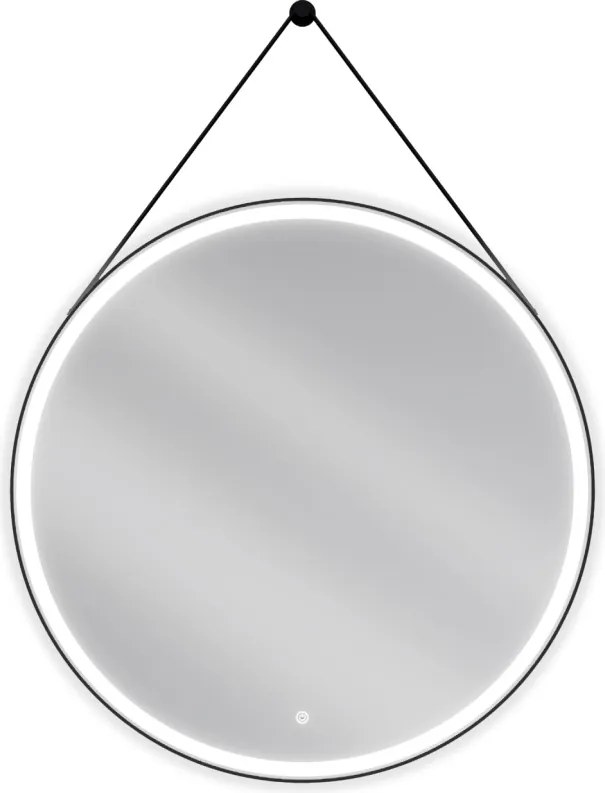 Mexen Reni ronde verlichte badkamerspiegel, 90 cm, LED 6000K, antivries, zwart frame - 9812-090-090-611-70