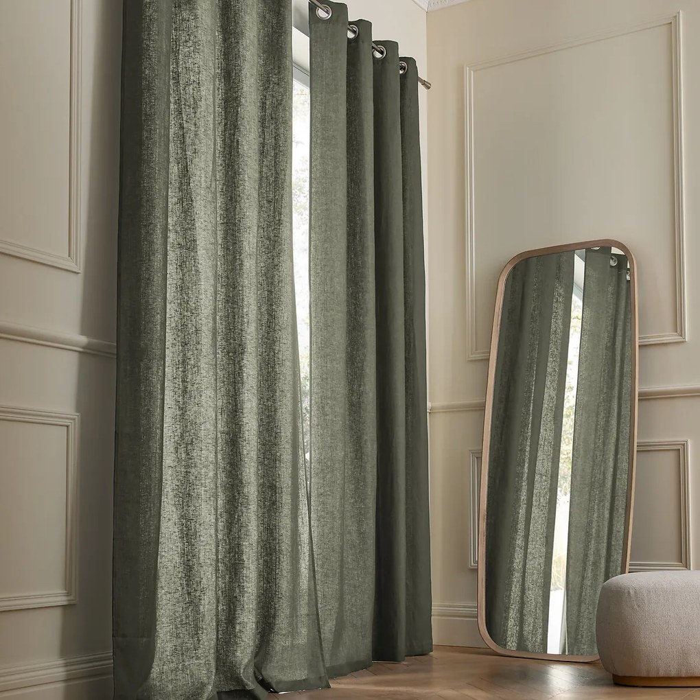 Gordijn in gewassen linnen met oogjes, Private