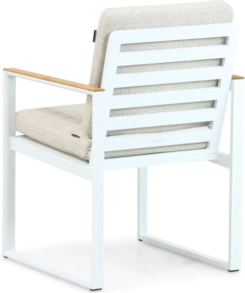 Tuinset 4 personen 180 cm Aluminium/teak Wit Lifestyle Garden Furniture Faro/Falcon