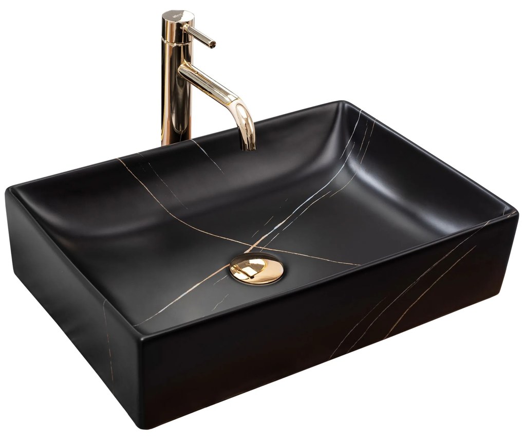 Opzetwastafel REA Inga Black Marble Mat