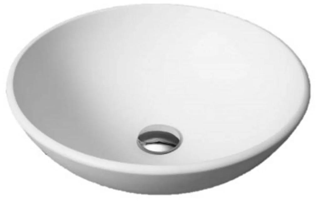 Waskom Boss & Wessing 1 Kraangat 14x42x42 cm Rond Solid Surface Wit