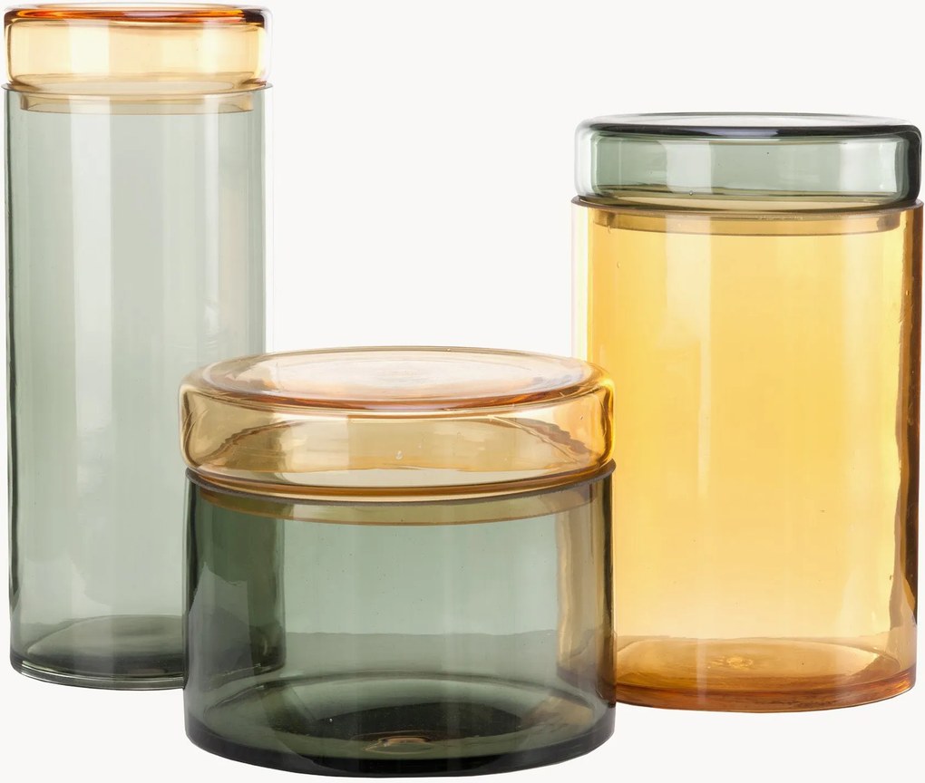 Mondgeblazen potten Chic met deksels, 3-delig
