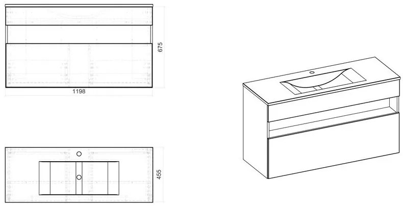 Comad Bahama White badkamermeubel 120cm met witte wastafel en kraangaten wit