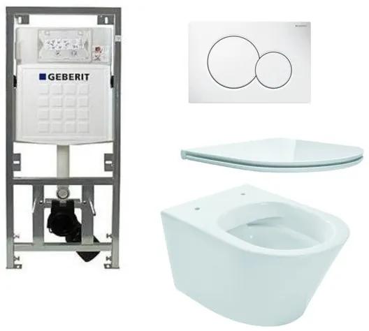 Wiesbaden Vesta toiletset Rimless 52cm inclusief UP320 toiletreservoir en flatline met softclose en quickrelease toiletzitting met bedieningsplaat wit