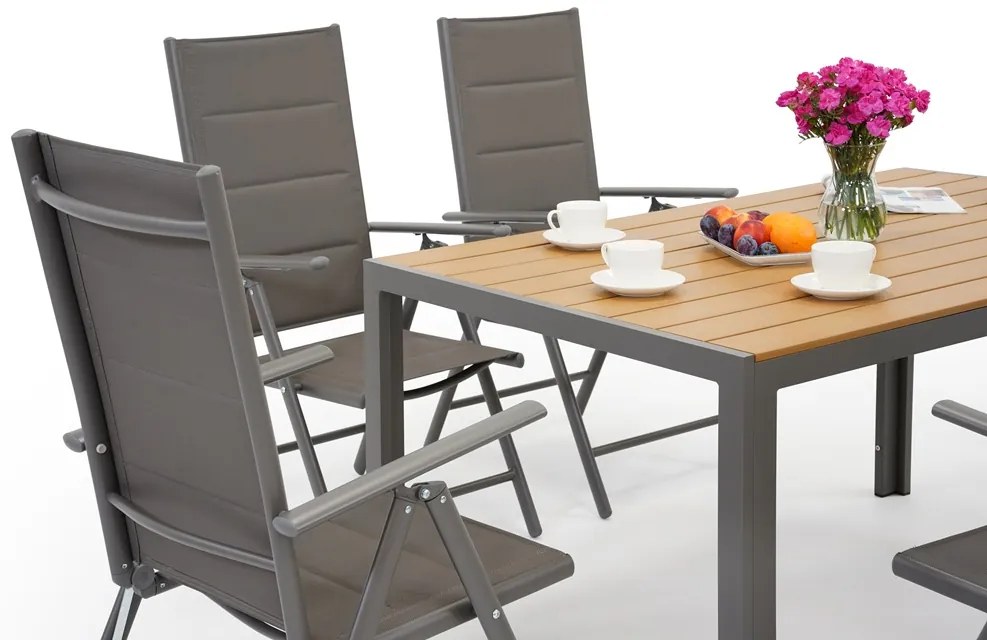 Verona Wood aluminium tuinset voor 6 personen Garden Point grijs