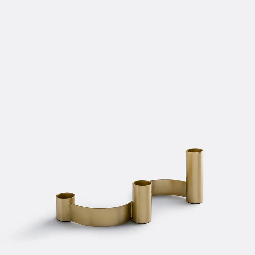 Kandelaar met 3 kaarshouders in messing, Nymora