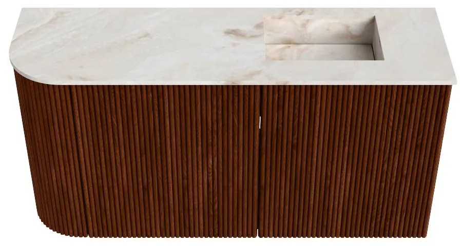 Mondiaz Joya DLux 80cm toiletmeubel ronding links ruby met wastafel faye rechts 1 kraangat frappe