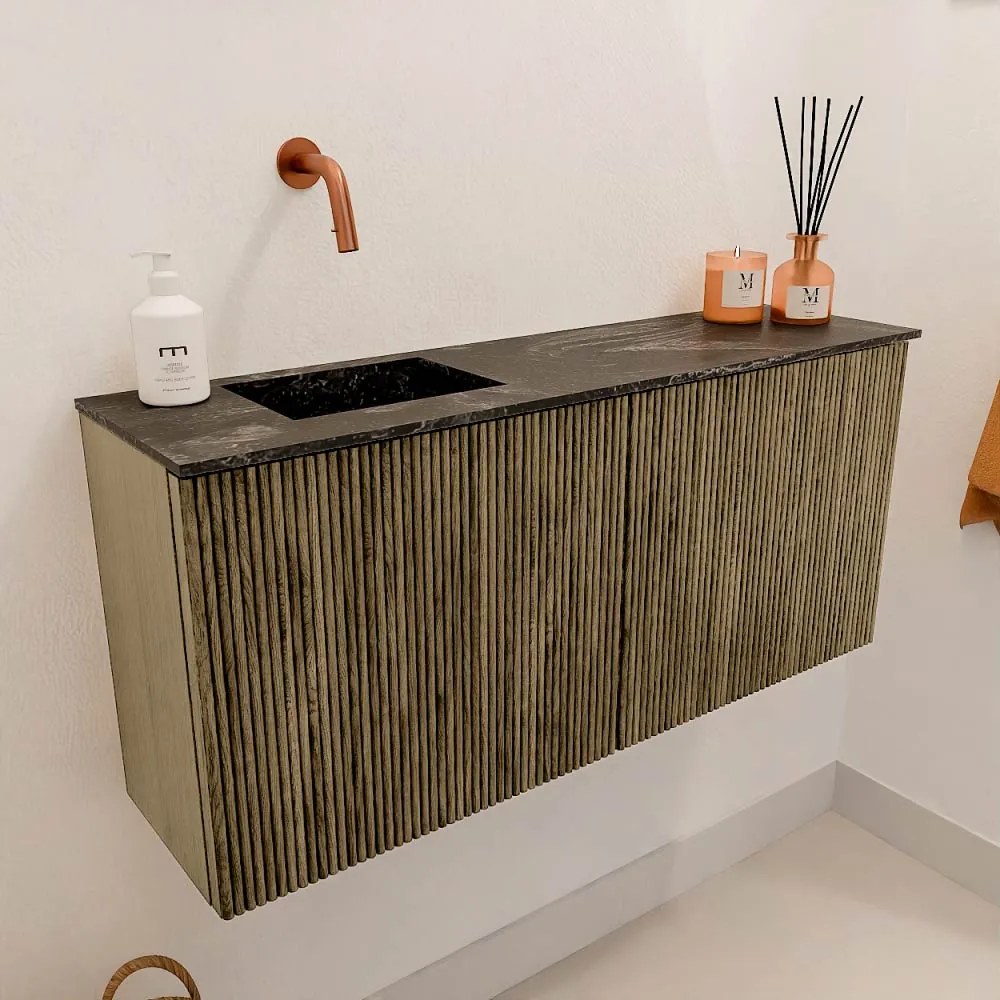 Mondiaz Joya DLux 90cm toiletmeubel dusk met wastafel faye links zonder kraangat lava
