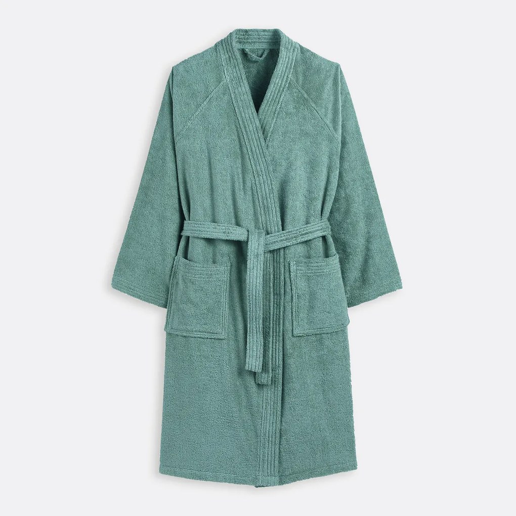 Badjas in badstof, kimono kraag, 450g/m², Haxel