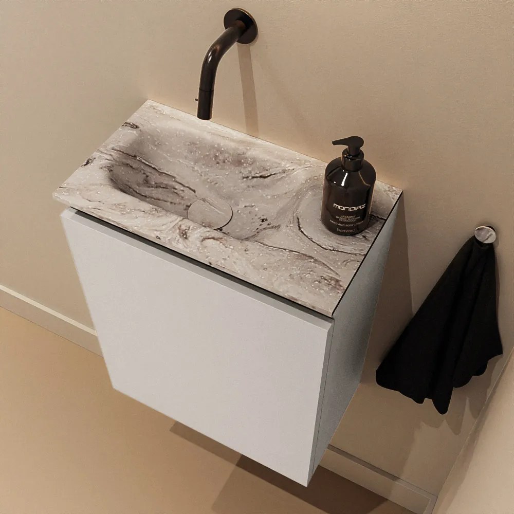 Mondiaz Ture DLux toiletmeubel 40cm linen met wastafel glace links zonder kraangat