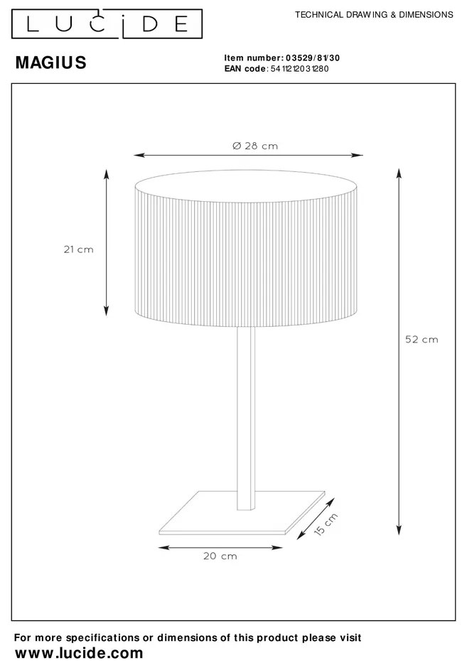 Lucide Magius tafellamp 28cm E27 rotan