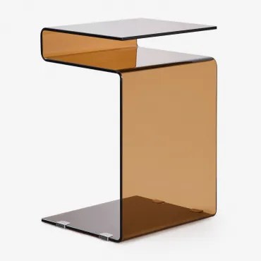 Rechthoekige Bijzettafel 40x35 Cm In Gehard Glas Diora Bruin - Sklum
