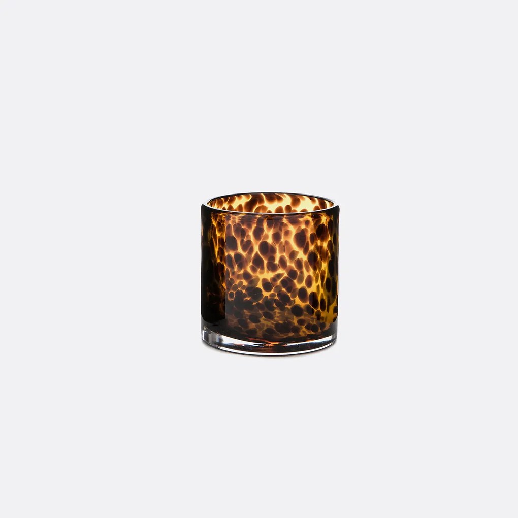 Set van 2 kaarshouders in amberkleurig glas, Fauvita