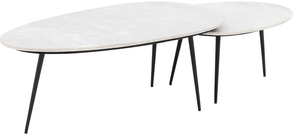 Goossens Salontafel Enzo ovaal, marmer wit, elegant chic, 110 x 40 x 55 cm