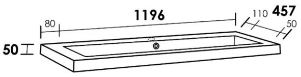 Sanituba Foggia enkele wastafel mineraalmarmer met kraangat 120cm mat