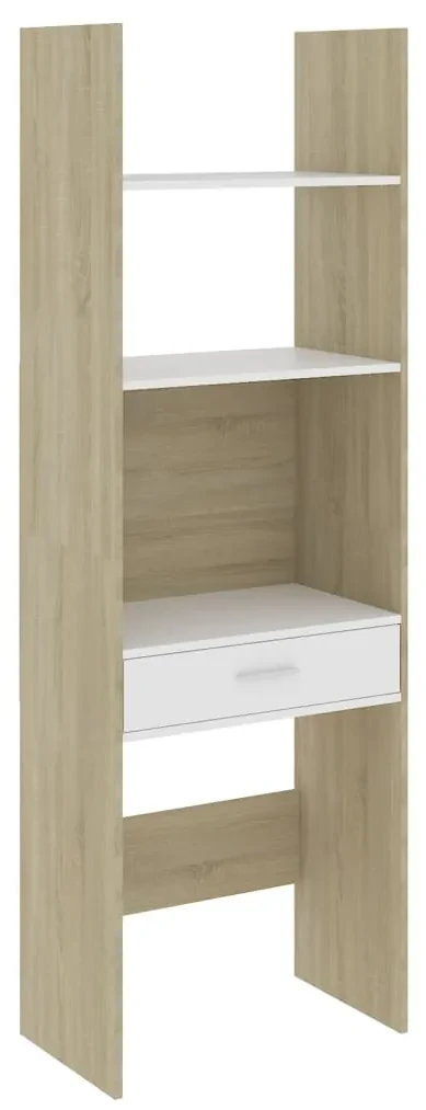 vidaXL Boekenkast 60x35x180 cm spaanplaat wit en sonoma eikenkleurig