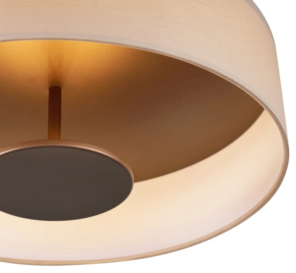 Stoffen Moderne plafondlamp wit met bronzen binnenkant incl. LED 3-staps dimbaar - Bredow Modern Scandinavisch rond Binnenverlichting Lamp