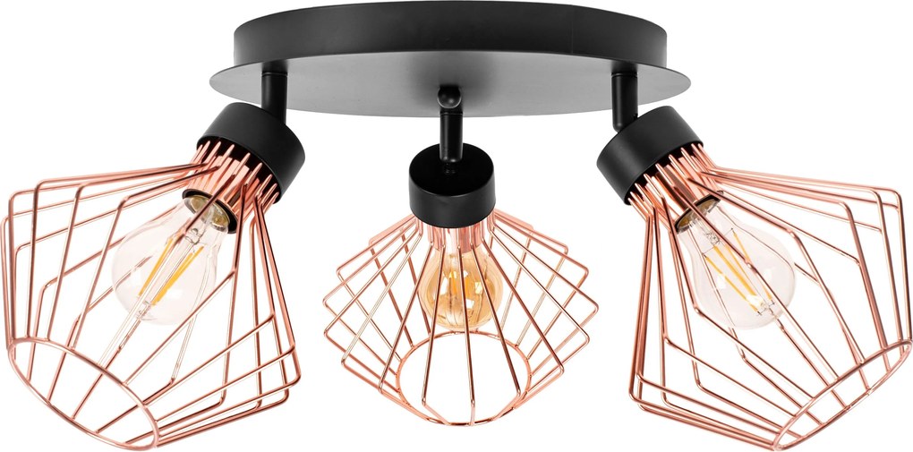 Drievoudige lamp, metalen loft plafond, zwarte roos APP536-3C